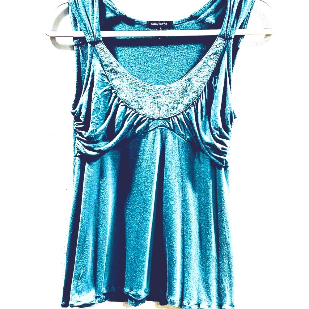 Sweet Blue SS Top with Sequins on top ELNC